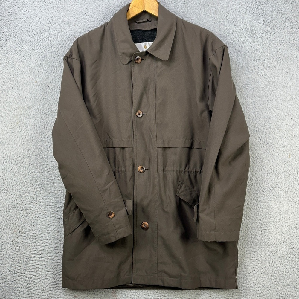 Bill Blass Mens Brown Full Zip Wool Lined Field Jacket Trench Coat Size Medium